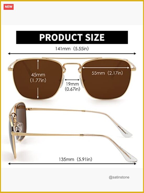 Retro Square Aviator Sunglasses Glass Lens Flat Metal Eyewear Unisex main image 6
